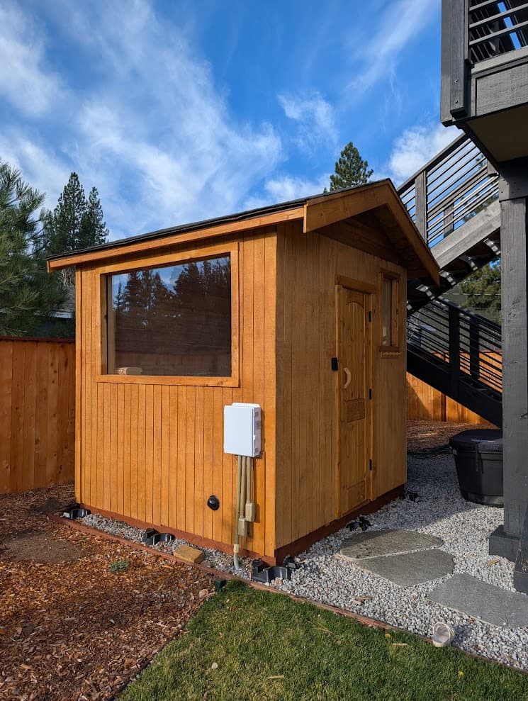 Outdoor sauna exterior in Tahoe
